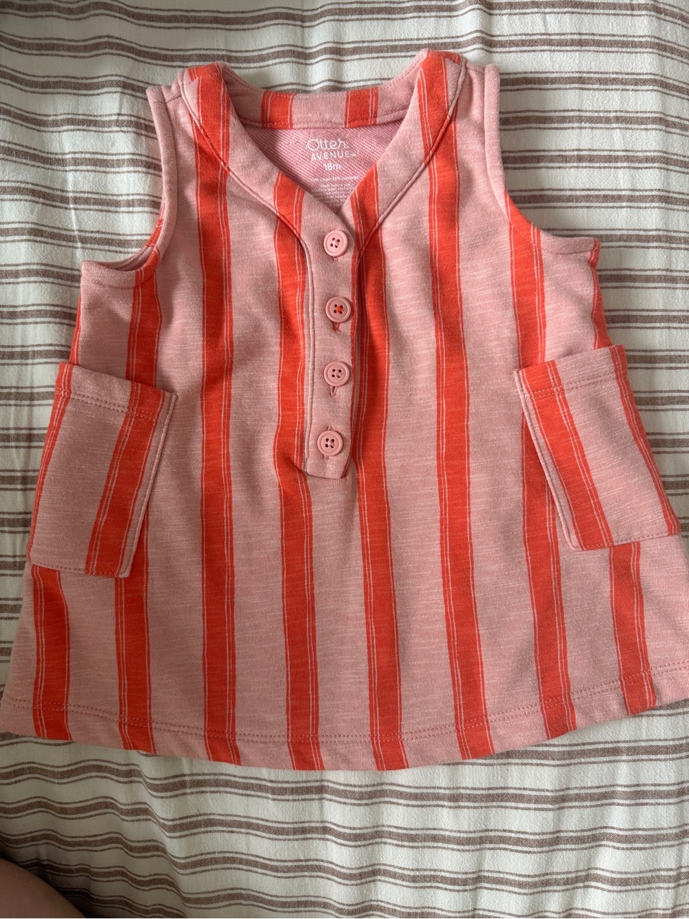 Otter Avenue Pink & Coral Striped Girls' Dress